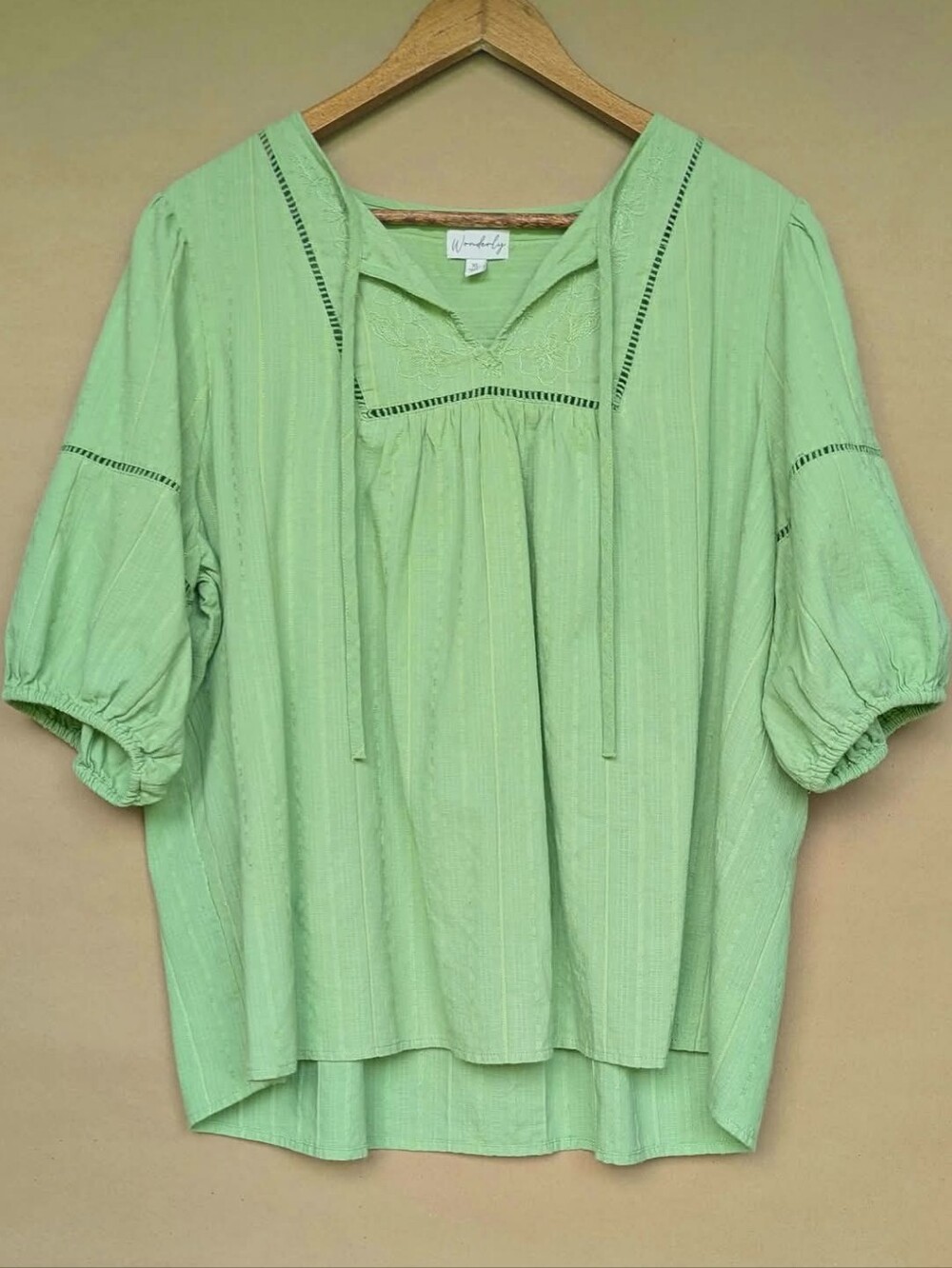 Wonderly Embroidered Peasant-Sleeve Blouse